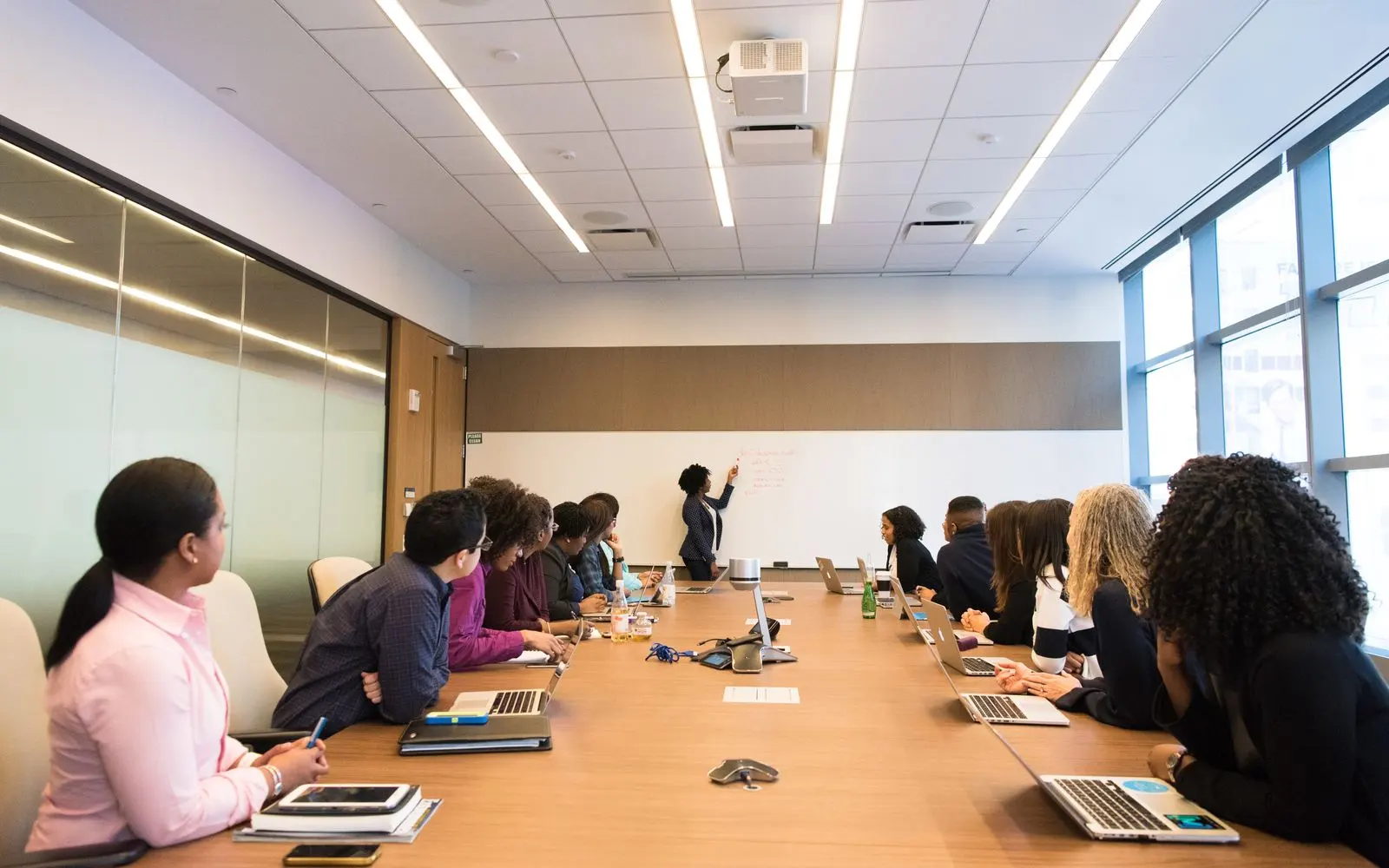 Hiring team gathered in a conference room